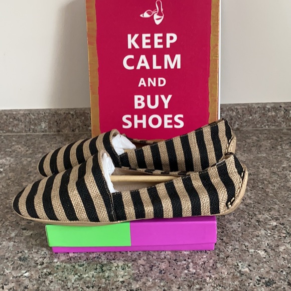 Eileen Fisher striped canvas flats slip on shoes - Picture 2 of 16